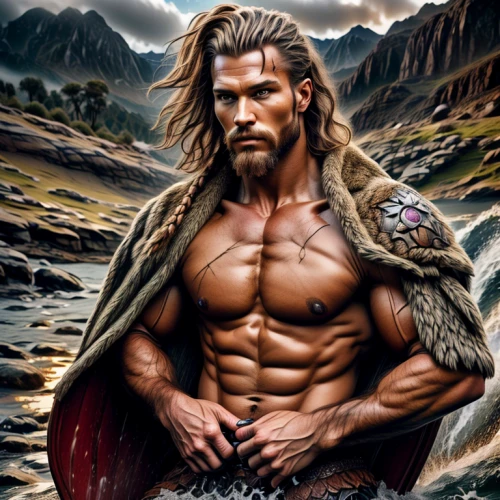 barbarian,god of thunder,heroic fantasy,bordafjordur,aquaman,thor,biblical narrative characters,norse,viking,male elf,male character,hercules,god of the sea,highlander,cave man,thorin,poseidon,sea god,fantasy art,edge muscle