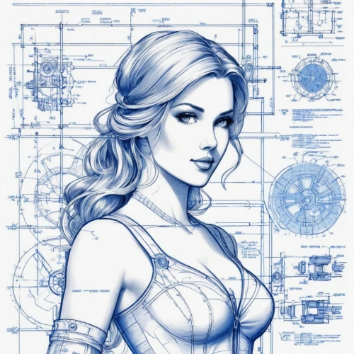 symetra,blueprint,elsa,blueprints,pencils,cyborg,proportions,line-art,cg artwork,mechanical,mono-line line art,star line art,nova,andromeda,libra,winterblueher,head woman,lotus art drawing,atlantis,ivy,Unique,Design,Blueprint