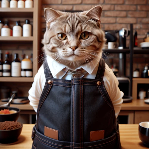 caterer,waiting staff,waiter,bartender,chef's uniform,businessman,cat coffee,sweater vest,businessperson,animals play dress-up,cat's cafe,cute cat,vintage cat,barman,funny cat,pastry chef,business man,cat image,clerk,red tabby