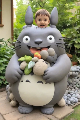 my neighbor totoro,gray kitty,studio ghibli,gray cat,gray animal,chinchilla,korat,chartreux,cute cartoon character,children toys,babi panggang,children's toys,stuffed toy,baby toy,clay animation,ritriver and the cat,doraemon,bánh xèo,soft toy,child's toy,Digital Art,Clay