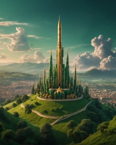 basil's cathedral,fantasy city,fairy tale castle,fantasy world,castle of the corvin,knight's castle,fairytale castle,gold castle,hogwarts,spire,new castle,fantasy landscape,sky city,templedrom,3d fantasy,fantasy picture,ancient city,kingdom,fairy world,citadel