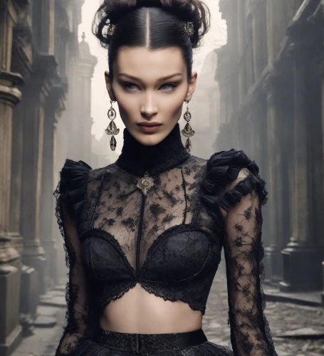 gothic fashion,gothic style,gothic woman,goth woman,gothic dress,gothic portrait,dark gothic mood,black and lace,victorian style,bodice,gothic,victorian lady,goth like,goth subculture,see-through clothing,vintage lace,goth,dark angel,agent provocateur,shoulder pads,Photography,Realistic