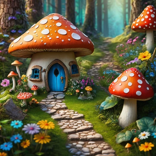 mushroom landscape,fairy house,fairy village,fairy door,fairy forest,mushroom island,toadstools,fairy world,house in the forest,fairytale forest,dandelion hall,forest mushroom,club mushroom,little house,forest mushrooms,mushrooms,toadstool,alice in wonderland,fairy chimney,children's fairy tale,Photography,General,Fantasy