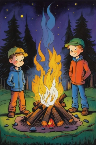 campfire,campfires,camp fire,boy scouts,boy scouts of america,camping equipment,fire wood,camping,november fire,a collection of short stories for children,wood fire,firepit,scouts,bonfire,wildfires,forest fire,fire bowl,cd cover,forest fires,campground,Illustration,Children,Children 02