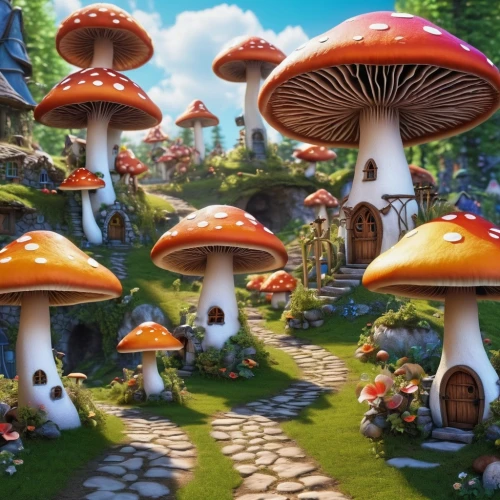 mushroom landscape,mushroom island,fairy village,scandia gnomes,toadstools,fairy forest,umbrella mushrooms,mushrooms,club mushroom,fairy world,cartoon forest,forest mushrooms,gnomes,fairy house,fairytale forest,gnomes at table,lingzhi mushroom,druid grove,brown mushrooms,toadstool