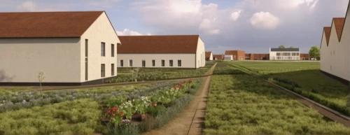 new housing development,3d rendering,garden buildings,housebuilding,row of houses,townhouses,frisian house,vegetable garden,model house,roof garden,danish house,kitchen garden,housing estate,garden elevation,roman villa,eco-construction,residential house,smart house,house hevelius,render,Photography,General,Realistic
