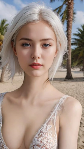 beach background,pale,malibu,natural cosmetic,barbie,white beauty,vanilla,albino,realdoll,female model,beach scenery,beach shell,coco blanco,whitey,white lady,pure white,model doll,cgi,mar,white hairy,Female,East Asians,Sidelocks,Youth adult,M,Confidence,Swimsuit,Outdoor,Beach