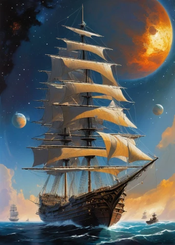 sail ship,sea sailing ship,tallship,galleon ship,tall ship,full-rigged ship,sailing ship,barquentine,three masted sailing ship,sea fantasy,galleon,friendship sloop,sailing ships,sailing vessel,scarlet sail,swollen sail air,sails,sailing orange,the ship,sail boat,Illustration,Realistic Fantasy,Realistic Fantasy 06