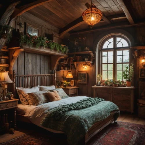 ornate room,sleeping room,great room,attic,children's bedroom,log home,the little girl's room,the cabin in the mountains,bedroom,tree house hotel,canopy bed,rustic,hobbiton,danish room,guest room,a fairy tale,fairy tale,bedding,warm and cozy,four-poster,Photography,General,Fantasy