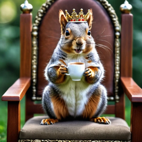 relaxed squirrel,chilling squirrel,tea zen,crowned goura,tea time,royal crown,teatime,racked out squirrel,royalty,squirell,a cup of tea,tea drinking,beer crown,the squirrel,squirrel,kopi luwak,coffee break,king crown,capuchino,cup of tea,Photography,General,Realistic
