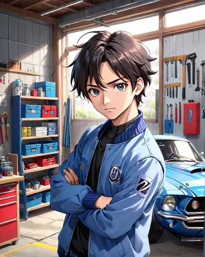 auto repair shop,automobile repair shop,car mechanic,auto mechanic,auto repair,mechanic,car repair,subaru,garage,car salon,car care,car-parts,auto part,automotive care,toyota,yukio,warehouseman,toyota bb,blue-collar worker,craftsman,Anime,Anime,Traditional