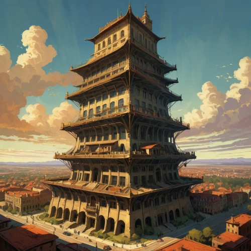 tower of babel,pagoda,stone pagoda,asian architecture,ancient city,chinese architecture,ancient buildings,bird tower,tower,renaissance tower,chinese temple,stone tower,animal tower,stone palace,new castle,drum tower,towers,torre,forbidden palace,hall of supreme harmony,Conceptual Art,Fantasy,Fantasy 18