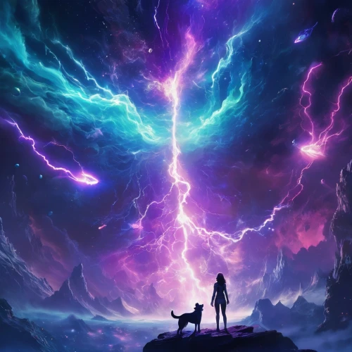 wall,fantasy picture,boy and dog,purple,nebula guardian,would a background,purple wallpaper,ultraviolet,astral traveler,music background,electric,purple background,thunderstorm mood,libra,guardians of the galaxy,thor,transcendence,my dog and i,vast,ipê-purple,Conceptual Art,Sci-Fi,Sci-Fi 30