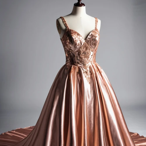 evening dress,ball gown,quinceanera dresses,vintage dress,bridal party dress,dress form,overskirt,gown,wedding gown,gold-pink earthy colors,strapless dress,peach rose,rose gold,wedding dresses,hoopskirt,bridal clothing,wedding dress,tulle,crinoline,doll dress,Photography,General,Realistic