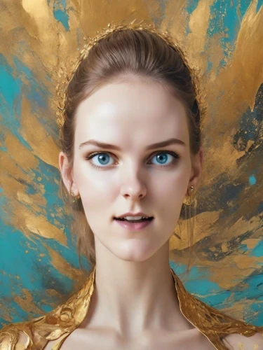 mary-gold,golden crown,fantasy portrait,mystical portrait of a girl,valerian,daisy jazz isobel ridley,baroque angel,world digital painting,portrait background,golden mask,portrait of a girl,gold paint stroke,athena,gold crown,fantasy art,artistic portrait,elsa,woman face,fae,gilding