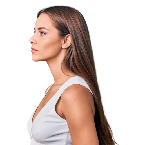management of hair loss,shoulder length,artificial hair integrations,half profile,profile,girl on a white background,cervical spine,shoulder pain,semi-profile,female model,side face,jaw,rotator cuff,back of head,heloderma,chiropractic,full-profile,asymmetric cut,asian semi-longhair,hair loss