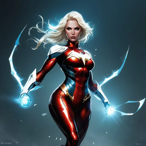 captain marvel,super heroine,sprint woman,red super hero,electro,goddess of justice,red,electrified,lightning bolt,fantasy woman,strong woman,power icon,nova,sci fiction illustration,super woman,scarlet witch,ronda,head woman,lightning,thunderbolt,Conceptual Art,Fantasy,Fantasy 06