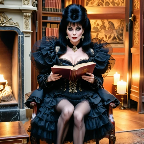 gothic fashion,victorian style,the victorian era,gothic portrait,victorian lady,gothic woman,cruella de ville,read a book,joan collins-hollywood,victorian fashion,reading,wicked witch of the west,victorian,librarian,open book,gothic style,magic grimoire,downton abbey,vampire woman,book antique,Photography,General,Realistic