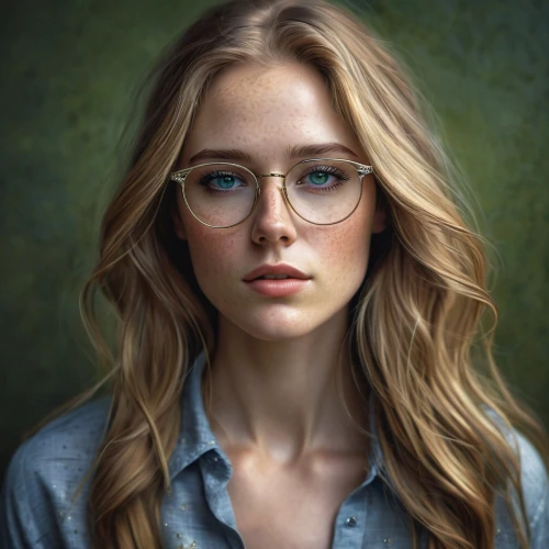 reading glasses,girl portrait,with glasses,silver framed glasses,spectacles,glasses,portrait of a girl,mystical portrait of a girl,lace round frames,eye glasses,young woman,eyeglasses,oval frame,romantic portrait,blonde woman,librarian,woman portrait,color glasses,portrait background,girl studying,Conceptual Art,Daily,Daily 01