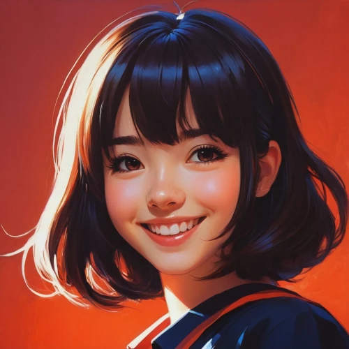 girl portrait,digital painting,portrait background,tiktok icon,a girl's smile,acrylic,on a red background,study,japanese woman,custom portrait,japanese idol,red background,dribbble,artist portrait,romantic portrait,hong,fantasy portrait,artist color,vector illustration,mari makinami,Conceptual Art,Fantasy,Fantasy 19