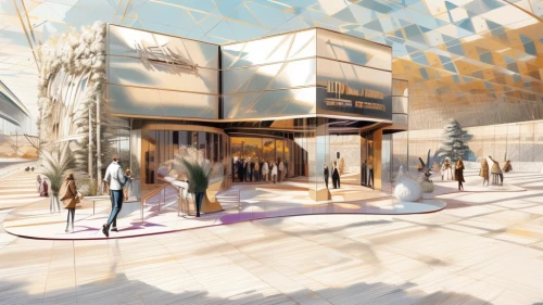 the dubai mall entrance,3d rendering,the boulevard arjaan,qasr al watan,glass facade,jumeirah,shopping mall,futuristic art museum,largest hotel in dubai,croydon facelift,abu-dhabi,dubai,dhabi,abu dhabi,glass facades,jbr,render,futuristic architecture,property exhibition,walt disney center