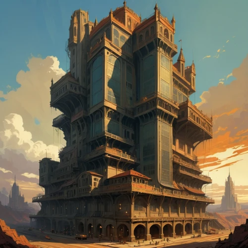 tower of babel,ancient city,gold castle,skyscraper,the skyscraper,renaissance tower,russian pyramid,ancient house,steel tower,stone palace,sky apartment,skyscraper town,ancient buildings,citadel,castle of the corvin,watchtower,bird tower,asian architecture,stone tower,monolith,Conceptual Art,Fantasy,Fantasy 18
