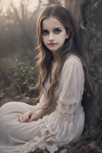mystical portrait of a girl,fae,faery,child fairy,fairy tale character,little girl fairy,children's fairy tale,enchanting,faerie,girl in a long dress,child girl,girl with tree,fairy queen,gothic portrait,the little girl,pale,girl in a long,fantasy portrait,portrait photography,fairy tales,Photography,Realistic