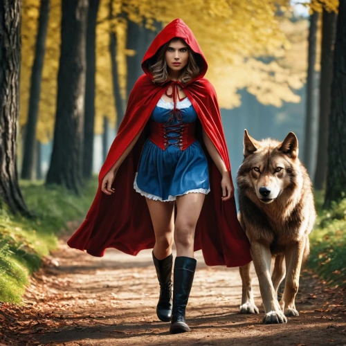 red riding hood,little red riding hood,red cape,red coat,scarlet witch,super heroine,girl with dog,super woman,wonderwoman,fantasy woman,red super hero,fantasy picture,caped,cosplay image,photoshop manipulation,wonder woman,photomanipulation,dog walker,fairytale characters,wonder woman city,Photography,General,Realistic