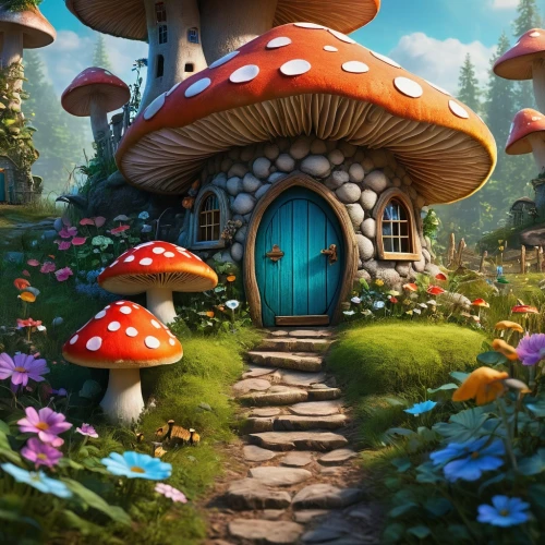 mushroom landscape,mushroom island,fairy village,toadstools,club mushroom,mushrooms,toadstool,umbrella mushrooms,fairy house,forest mushroom,mushroom type,lingzhi mushroom,fairy door,fairy world,mushroom,forest mushrooms,fairy forest,mushrooming,champignon mushroom,dandelion hall,Photography,General,Fantasy