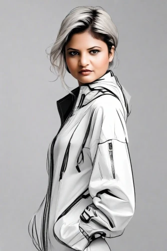fashion vector,silver,silvery,image manipulation,tracksuit,grey background,photoshop manipulation,portrait background,jacket,platinum,fashion illustration,windbreaker,girl on a white background,national parka,white background,parka,white back ground,vector image,white coat,pewter,Digital Art,Line Art