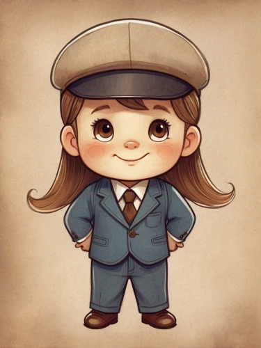 bowler hat,chibi girl,cute cartoon character,inspector,akko,detective,girl wearing hat,flat cap,businesswoman,trilby,stewardess,white-collar worker,cute cartoon image,cartoon doctor,policewoman,bussiness woman,download icon,business woman,detective conan,ushanka,Illustration,Children,Children 04