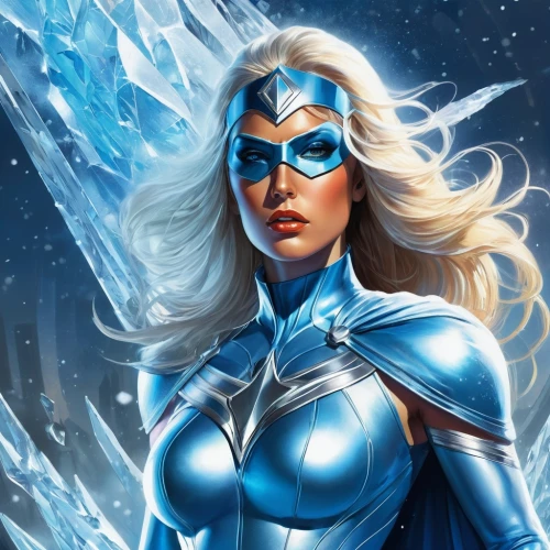 ice queen,blue enchantress,winterblueher,ice princess,the snow queen,fantasy woman,goddess of justice,elsa,super heroine,ice,sapphire,heroic fantasy,holly blue,nova,head woman,icemaker,suit of the snow maiden,captain marvel,ice crystal,blue heart,Conceptual Art,Fantasy,Fantasy 04