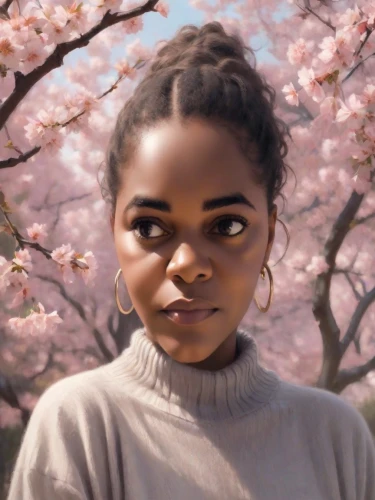 girl in flowers,the cherry blossoms,japanese sakura background,cherry blossoms,sakura blossom,bjork,cherry blossom,linden blossom,cold cherry blossoms,blossoms,magnolia,blossoming,spring blossoms,tiana,digital painting,kirch blossoms,takato cherry blossoms,japanese cherry,girl with tree,spring blossom,Photography,Cinematic