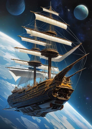 galleon ship,carrack,airships,star ship,galleon,caravel,sail ship,sailing ships,airship,sea sailing ship,ship travel,sea fantasy,sailing ship,space ships,air ship,steam frigate,sci fiction illustration,voyager,tallship,full-rigged ship,Illustration,Realistic Fantasy,Realistic Fantasy 06