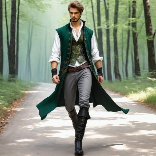 robin hood,frock coat,costume design,green jacket,leonardo devinci,male character,star-lord peter jason quill,male elf,the wanderer,htt pléthore,fairy tale character,overcoat,musketeer,fantasy picture,male ballet dancer,jack rose,the pied piper of hamelin,male model,digital compositing,nicholas boots,Illustration,Paper based,Paper Based 11