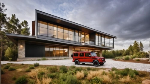 mercedes-benz g-class,dunes house,modern house,modern architecture,g-class,luxury property,luxury home,cube house,automotive exterior,buffalo plaid red moose,garage door,smart home,contemporary,fire engine,fire truck,timber house,beautiful home,luxury real estate,land rover defender,smart house