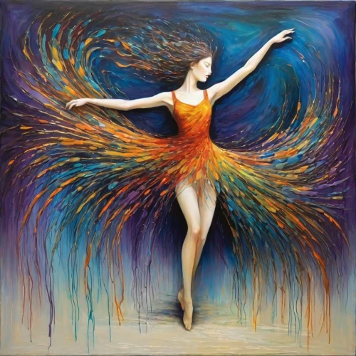 dancer,firedancer,arabesque,ballet dancer,dancing flames,dance with canvases,ballerina,dance,fire dance,dancers,performer,twirling,bird of paradise,pirouette,fire dancer,ballet master,figure skating,ballet tutu,hoop (rhythmic gymnastics),fairy peacock,Illustration,Realistic Fantasy,Realistic Fantasy 35