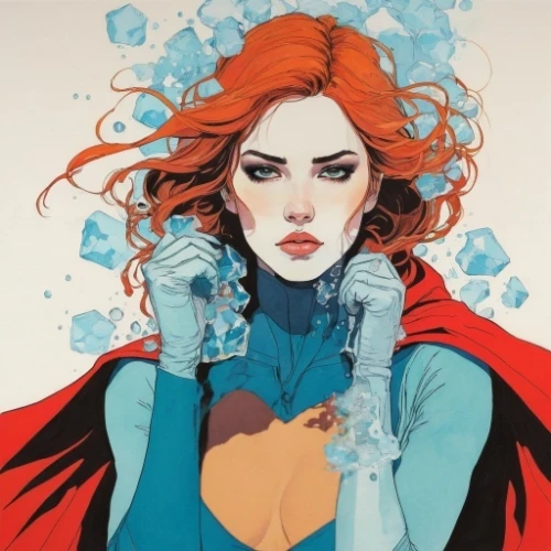 scarlet witch,transistor,head woman,fantasy woman,super heroine,mystique,caped,rosella,red hood,cover,poison ivy,widow's tears,clary,wanda,ice queen,agua de valencia,red-haired,the enchantress,the snow queen,cool pop art