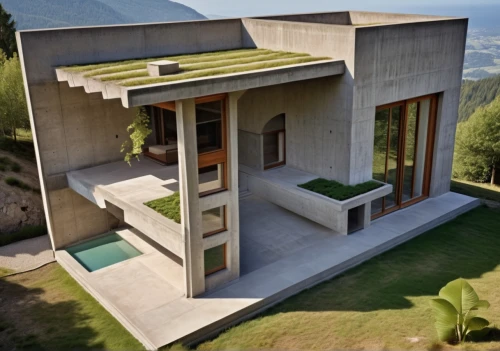 dunes house,modern house,cubic house,folding roof,eco-construction,modern architecture,frame house,holiday villa,house shape,cube house,grass roof,mid century house,private house,exposed concrete,build by mirza golam pir,house roof,residential house,timber house,archidaily,stucco frame,Photography,General,Realistic