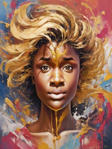 african woman,gemini,zodiac sign libra,zion,mary-gold,fantasy portrait,libra,aura,head woman,world digital painting,solar plexus chakra,avatar,zodiac sign gemini,mystical portrait of a girl,blonde woman,golden crown,painting technique,rosa ' amber cover,aquarius,oil on canvas