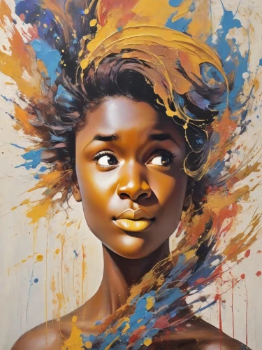 oil painting on canvas,girl portrait,painting technique,oil on canvas,african woman,oil painting,portrait of a girl,african art,art painting,face portrait,mystical portrait of a girl,gold leaf,mary-gold,ghana,young woman,boho art,mali,afro-american,gold paint strokes,woman portrait