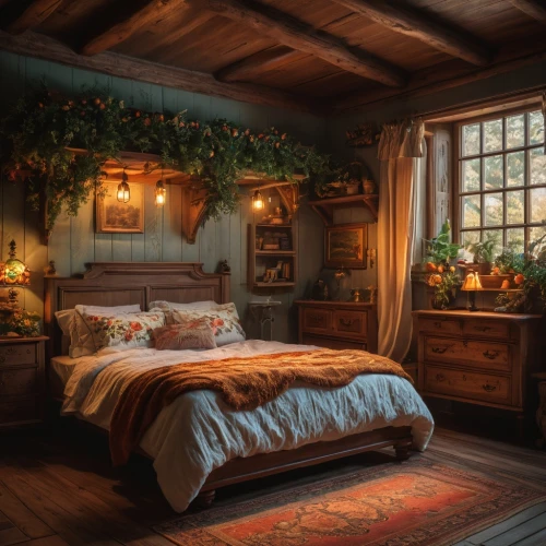 the little girl's room,children's bedroom,bedroom,country cottage,christmas room,sleeping room,danish room,rustic,warm and cozy,guest room,guestroom,attic,canopy bed,bed in the cornfield,great room,four-poster,wooden windows,four poster,boy's room picture,one room,Photography,General,Fantasy