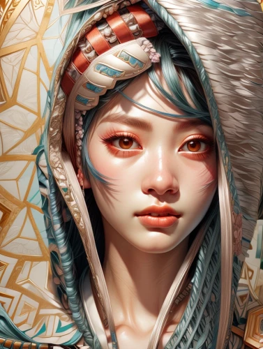 oriental girl,fantasy portrait,geisha,world digital painting,digital painting,kitsune,geisha girl,amano,matryoshka,adobe,oriental,matryoshka doll,japanese art,wrapped up,eskimo,girl with cloth,illustrator,hand digital painting,oriental princess,girl portrait