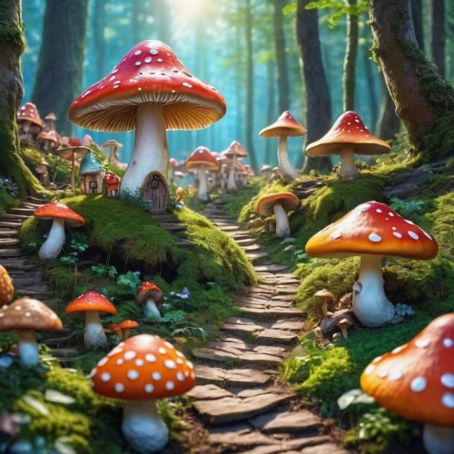mushroom landscape,fairy forest,mushroom island,fairytale forest,fairy village,toadstools,forest mushrooms,cartoon forest,fairy world,forest floor,forest mushroom,mushrooms,enchanted forest,elven forest,forest path,forest of dreams,wonderland,3d fantasy,medicinal mushroom,happy children playing in the forest