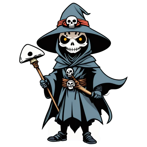 jolly roger,skeleltt,pirate,witch's hat icon,halloween vector character,grimm reaper,grim reaper,pirate flag,skull and crossbones,nautical banner,witch ban,skull allover,pirates,skull bones,clipart sticker,my clipart,crossbones,magistrate,piracy,vector illustration