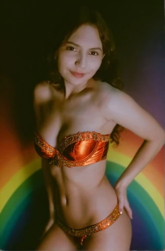 solar,rainbow background,fantasy woman,retro woman,hula,gravure idol,tutti frutti,orange,phuquy,polaroid,fantasy girl,orange color,vintage asian,pi mai,color 1,cd,brazilianwoman,tangerine,pop art woman,tantra