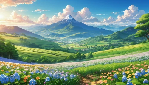landscape background,the valley of flowers,mountain landscape,mountain scene,mountainous landscape,blooming field,mountain meadow,meadow landscape,mountain world,beautiful landscape,flower field,alpine meadow,springtime background,spring background,mountain valley,field of flowers,high landscape,the landscape of the mountains,japanese alps,mount scenery,Photography,General,Realistic