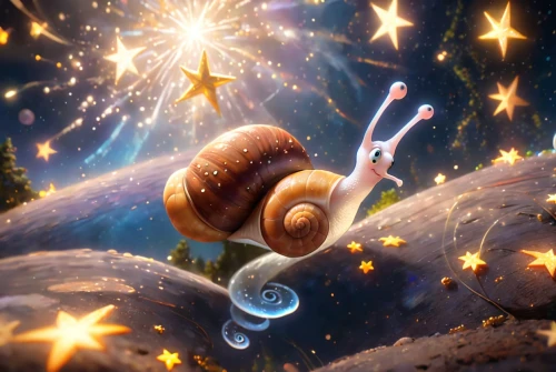 kawaii snails,snail,snails,snails and slugs,nut snail,fairy galaxy,banded snail,land snail,gastropod,garden snail,snail shell,marine gastropods,gastropods,sea snail,starscape,spiral background,falling star,escargot,cg artwork,acorn,Anime,Anime,Cartoon