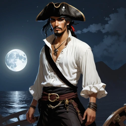 pirate,pirate treasure,pirates,jolly roger,pirate flag,east indiaman,galleon,piracy,caravel,black pearl,rum,pirate ship,captain,galleon ship,jack,mariner,mayflower,carrack,cg artwork,seafaring,Illustration,Realistic Fantasy,Realistic Fantasy 07