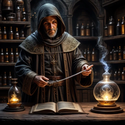 candlemaker,apothecary,alchemy,spell,potions,wizard,divination,clockmaker,magus,magic grimoire,watchmaker,fortune teller,magic book,the wizard,debt spell,flickering flame,magistrate,the abbot of olib,dodge warlock,mage